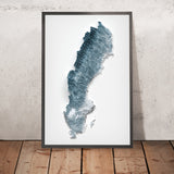 Mapa topográfico en relieve 3D de Suecia 