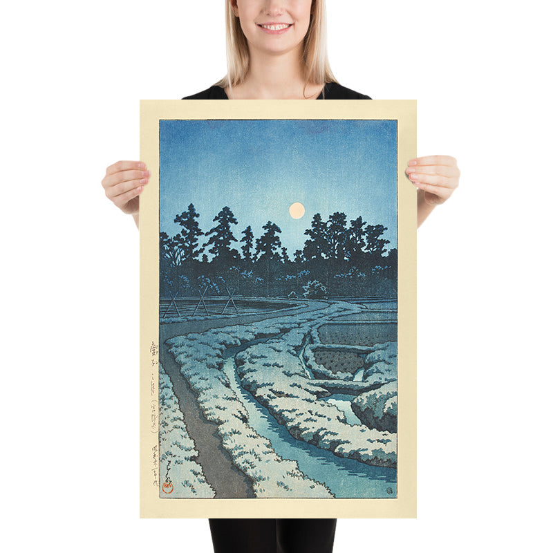 Full Moon at Ayashi by Hasui Kawase 1935