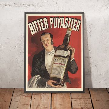 A framed image of Bitter Puyastier Vintage Bitters Poster, 1891