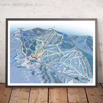 A framed image of Bolton Valley Resort, Vermont, USA in the style of a simple and modern golf course map