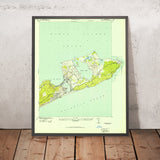 Old Map of Montauk, New York by USGS, 1942 – Montauk Point, Fort Pond Bay & Block Island Sound