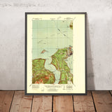 Old Map of Port Townsend, Washington by USGS, 1939 – Fort Worden, Marrowstone Island & Strait of Juan de Fuca