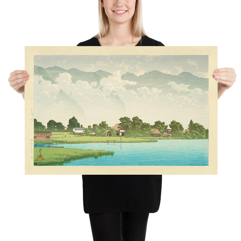 Kizaki Lake in Shinshu by Hasui Kawase 1935