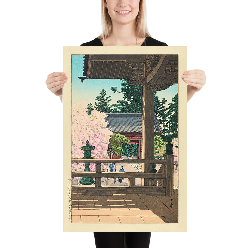 Blossom Trees at Myohonji Temple, Kamakura by Hasui Kawase 1935