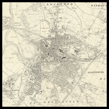 Eine alte Ordnance-Survey-Karte von Gloucester