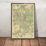 Large Old Street Map of Boston by Walker, 1905: Boston Common, Harvard, Charles River, Back Bay
