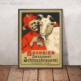 Dessower Schlossbrauerei Vintage Bock Beer Poster by Hans Lindenstaedt, 1898