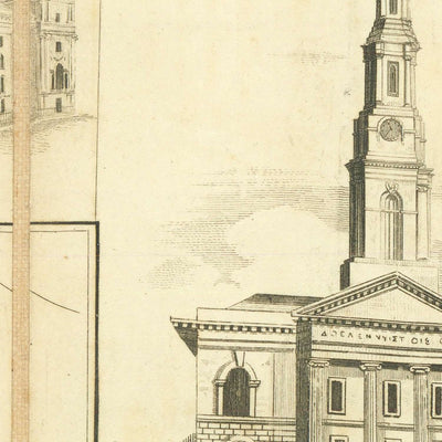 Ancienne carte de Dublin par Cooke, 1836 : cathédrale Saint-Patrick, Trinity College, O'Connell St, Merrion Sq, rivière Liffey