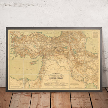 Gran mapa del Imperio Otomano con ferrocarriles, 1912: Estambul, Bagdad, Hejaz y ferrocarril de Bagdad, Primera Guerra Mundial 