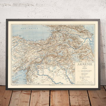 Alte Karte von Armenien von Khanzadian, 1919: Jerewan, Berg Ararat, Vansee, Sewanse, Eisenbahnen 