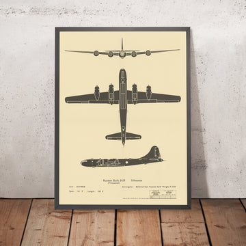 Una imagen enmarcada de identificación de aeronaves soviéticas de la Guerra Fría, B-29 de fabricación rusa Tupolev Tu-4, por el Ministry of Supply, 1948