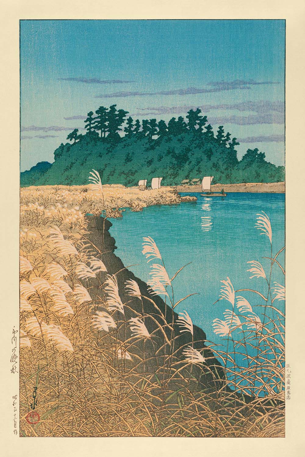 Late Autumn at Ichikawa by Hasui Kawase, 1935