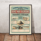 Normandy and Brittany Travel Poster: Chemins de Fer de l’Ouest – Bains de mer & Excursions by Jules Chéret, 1879