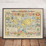 Old World Map of the United Nations, 1948: Post-WWII Era, Pictorial Style