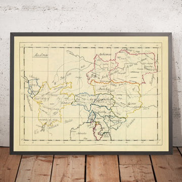 Old Manuscript Map of Austria by Bowen, 1810: Vienna, Prague, Bratislava, Danube, Bohemia