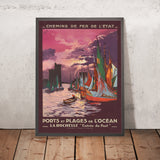 Poster di viaggio di La Rochelle: Entrée du Port di E. Paul Champseix, 1928 