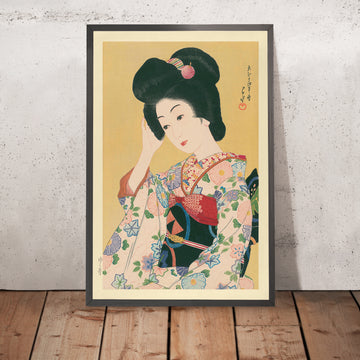 Une image encadrée de Departing Spring (Yuku Haru), Femme japonaise par Hasui Kawase, 1935