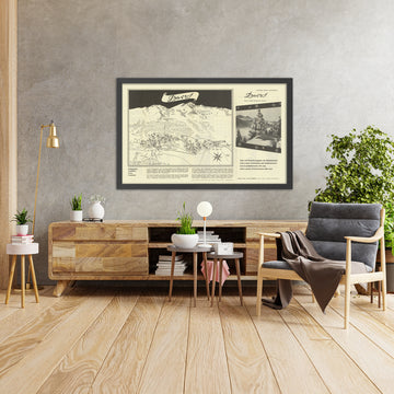 Mappa della vecchia stazione sciistica di Davos, 1959: Weissfluhjoch, Jakobshorn, Schatzalp, Klosters, Davos Platz 