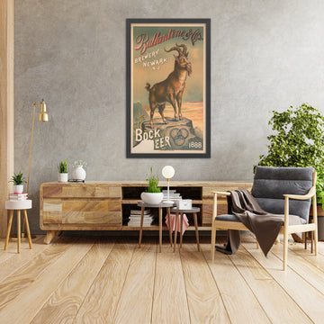 A framed image of Ballatine & Co. Vintage Bock Beer Poster by Henry Jerome Schile, 1888