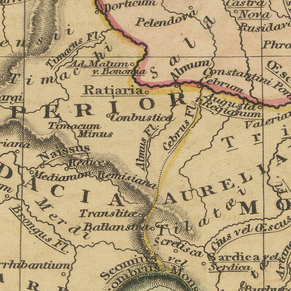 Old Map of Ancient Southeast Europe by Arrowsmith, 1824: Thracia, Macedonia, Moesia, Dacia, Illyricum