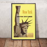 New York Travel Poster: Statue of Liberty, United Air Lines by Stanley Galli, 1960