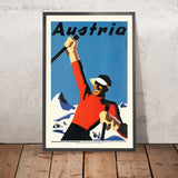 Affiche de voyage Autriche : skieur jubilant par Joseph Binder 