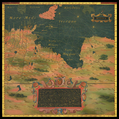 Old Medici Map of Libya and Tunisia by Buonsignori, 1579: Tripoli, Carthage, Mare Mediterraneo, Numidia