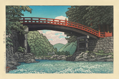 Kamibashi Bridge at Nikko (Sacred Bridge) by Hasui Kawase 1935