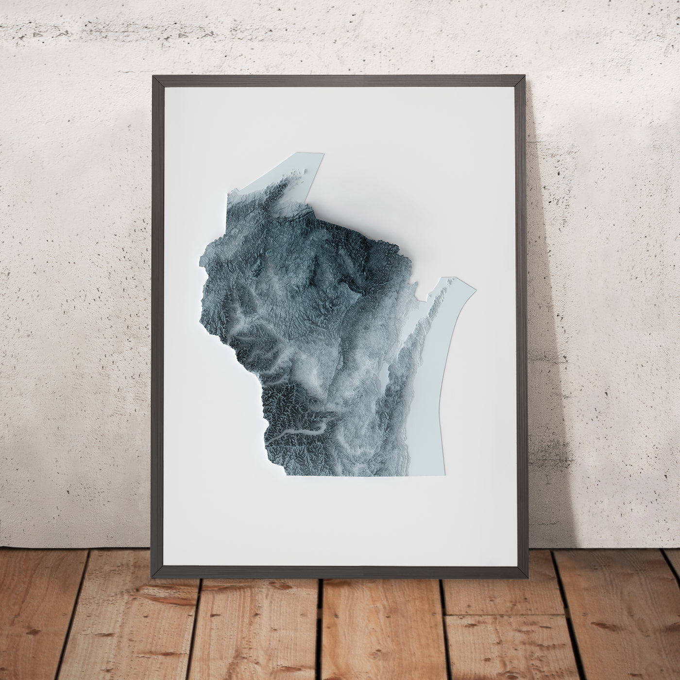Topografische 3D-Reliefkarte von Wisconsin 