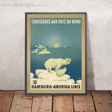 Poster di viaggio Scandinavia Orso Polare di Albert Fuss, 1930 