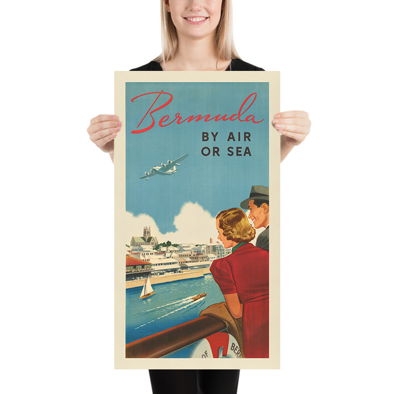 Bermuda Travel Poster: By Air or Sea, 1940