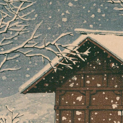 Kansagu Shrine at Lake Tawaza in the Snow by Hasui Kawase, 1935