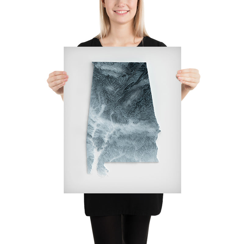 Alabama Topografische 3D Reliefkarte 
