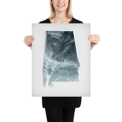 Alabama Topografische 3D Reliefkarte 