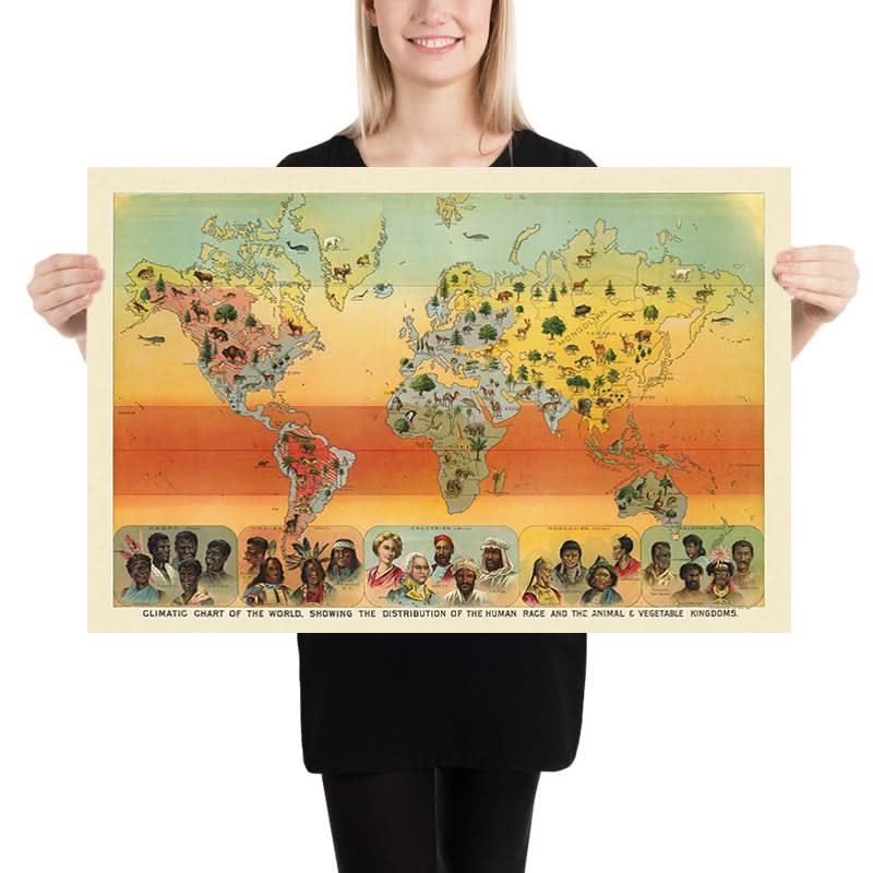 Climatic Chart of the World, 1893: Distribution of Human Races, Animal ...
