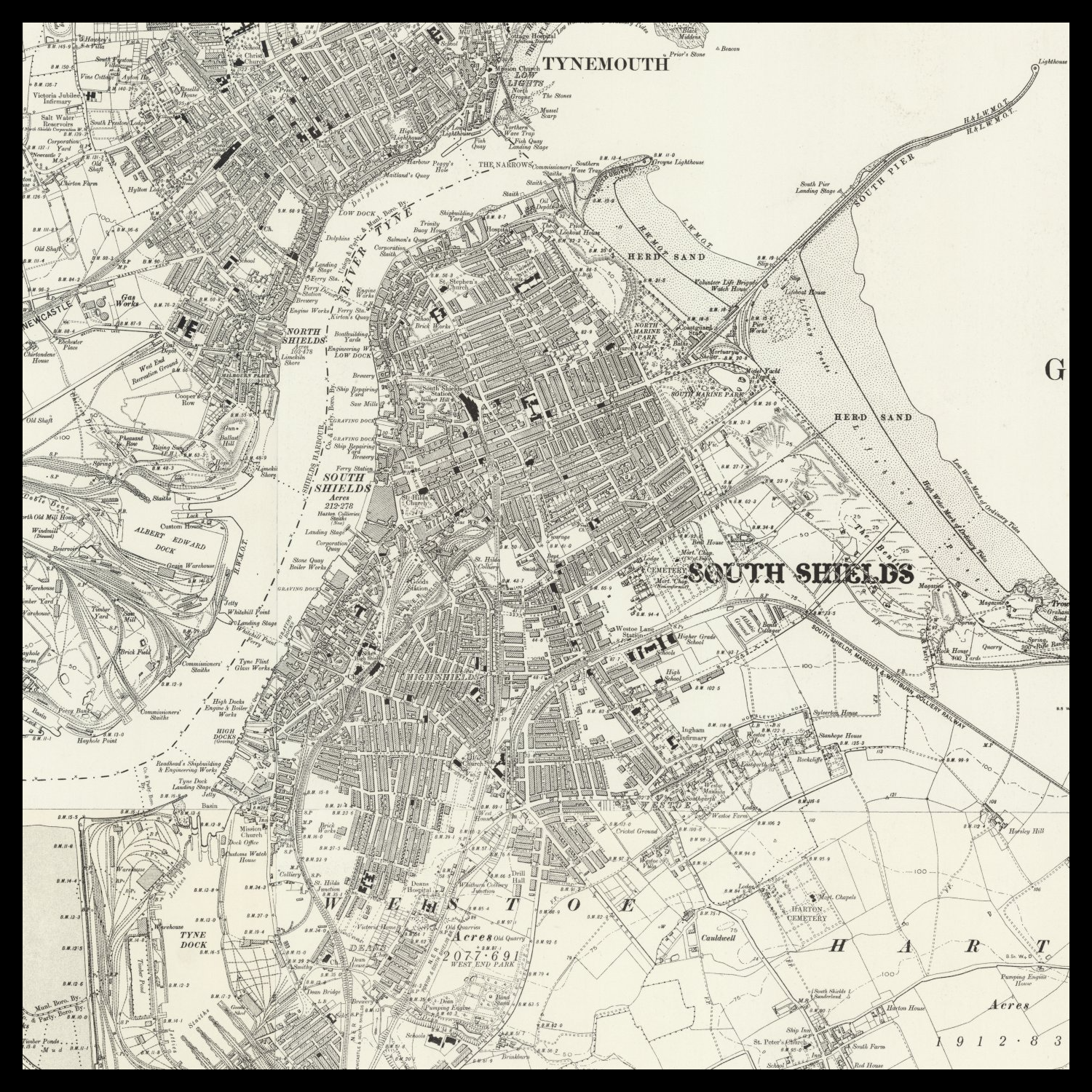 Personalised Old Map of South Shields – The Unique Maps Co.