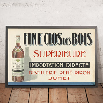 A framed image of Fine Clos du Bois Vintage Advertising Poster, 1930