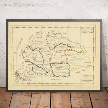 Old Manuscript Map of Hungary & Transylvania by Bowen, 1810: Budapest, Debrecen, Szeged, Cluj, Brașov