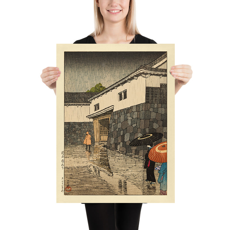 Uchiyamashita in the Rain by Hasui Kawase 1935