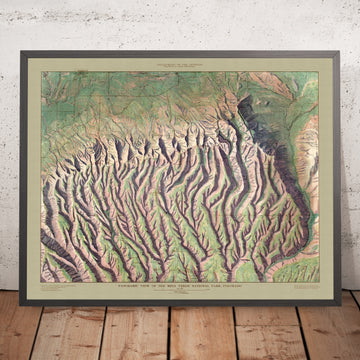 Alte Reliefkarte des Mesa-Verde-Nationalparks, 1914: Cliff Palace, Balcony House, Long House, Knife Edge, Park Point 