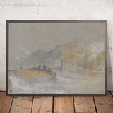 Foul par Dieu : Paysage fluvial avec des pêcheurs pêchant depuis un seuil par Turner, 1830 