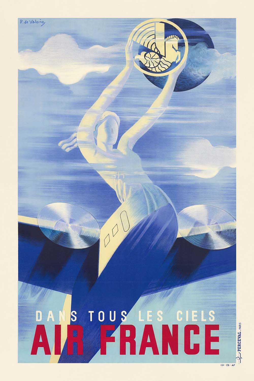 Air France Travel Poster: Dans tous les ciels, by Roger de Valerio 