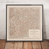 Alte Reliefkarte der Dolomiten & Südalpen von Hartleben, 1880: Brennerpass, Cortina, Trient, Meran, Pustertal 