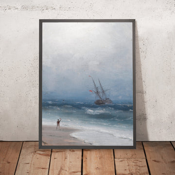 A framed image of Stormy Coast by Ivan Konstantinovich Aivazovsky, 1817