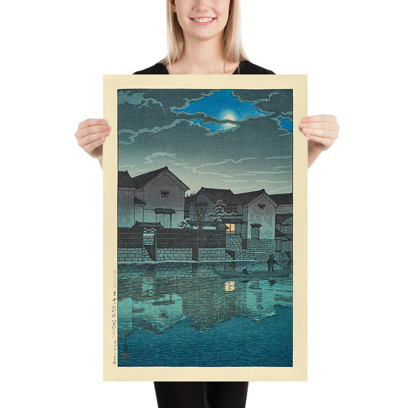 Luna brumosa en Matsue en Izumo por Hasui Kawase 1935 