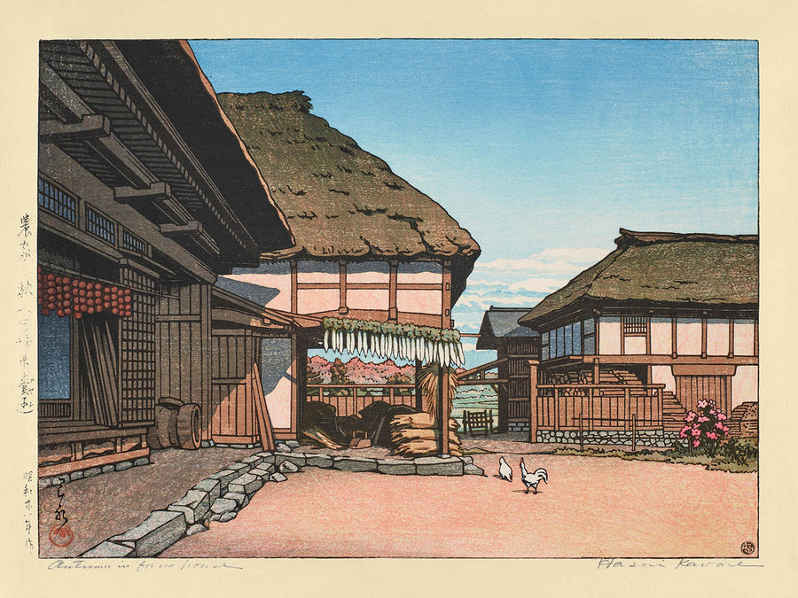 Autumn at a Farmhouse in Ayashi, Miyagi by Hasui Kawase, 1935