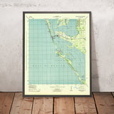 Old Map of Longboat Key, Florida by USGS, 1944 – Bradenton Beach, Sarasota Bay & Palma Sola Bay