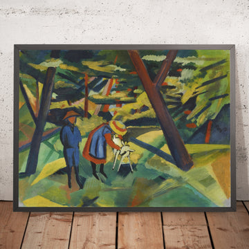 A framed image of Children with a Goat in the Woods by August Macke, 1912