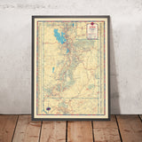 Old Road Map of Utah, 1937: Salt Lake City, Zion NP, Bryce Canyon, Arches NM, Capitol Reef NM