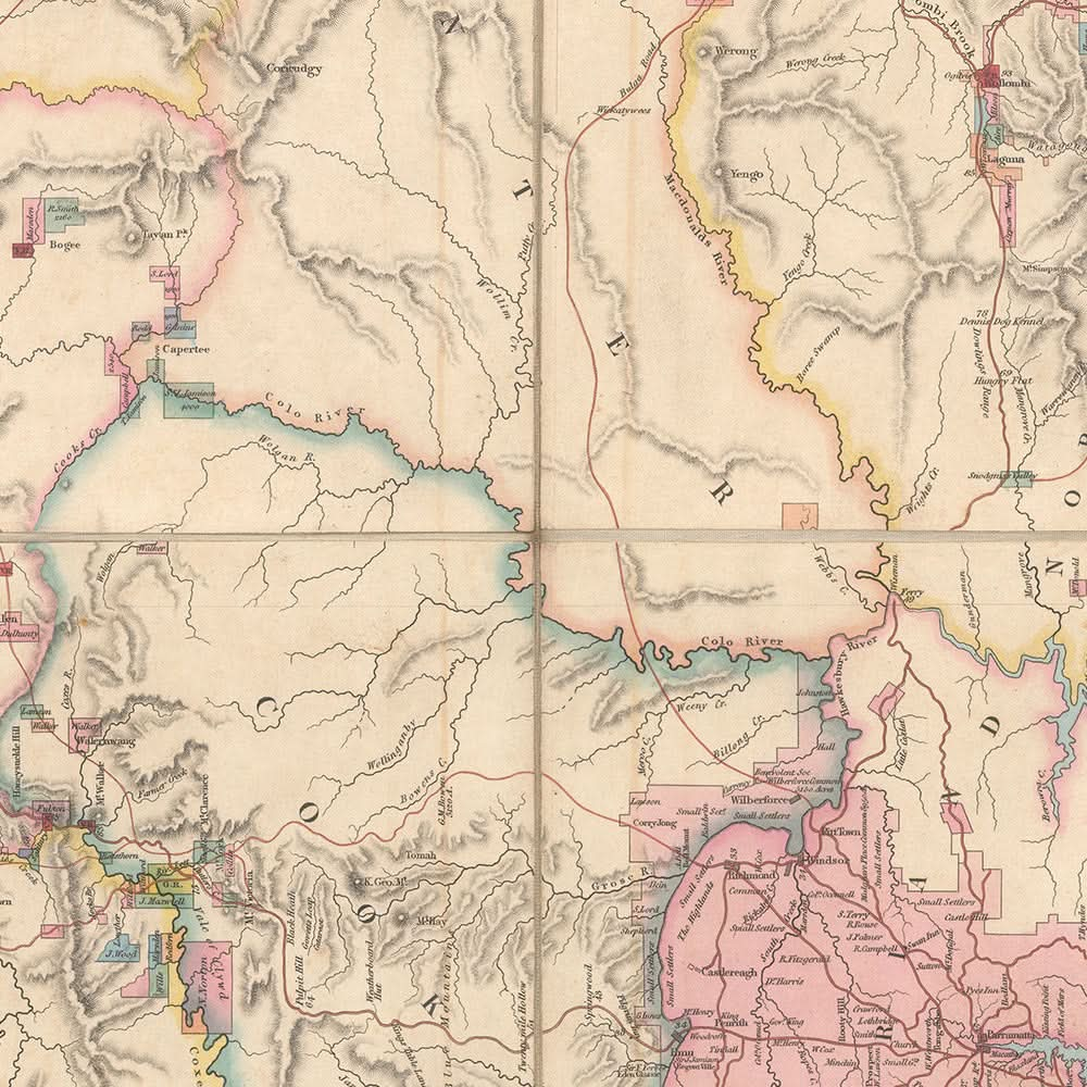 Rare Giant Map of New South Wales by Dixon, 1837: Sydney, Newcastle, Counties